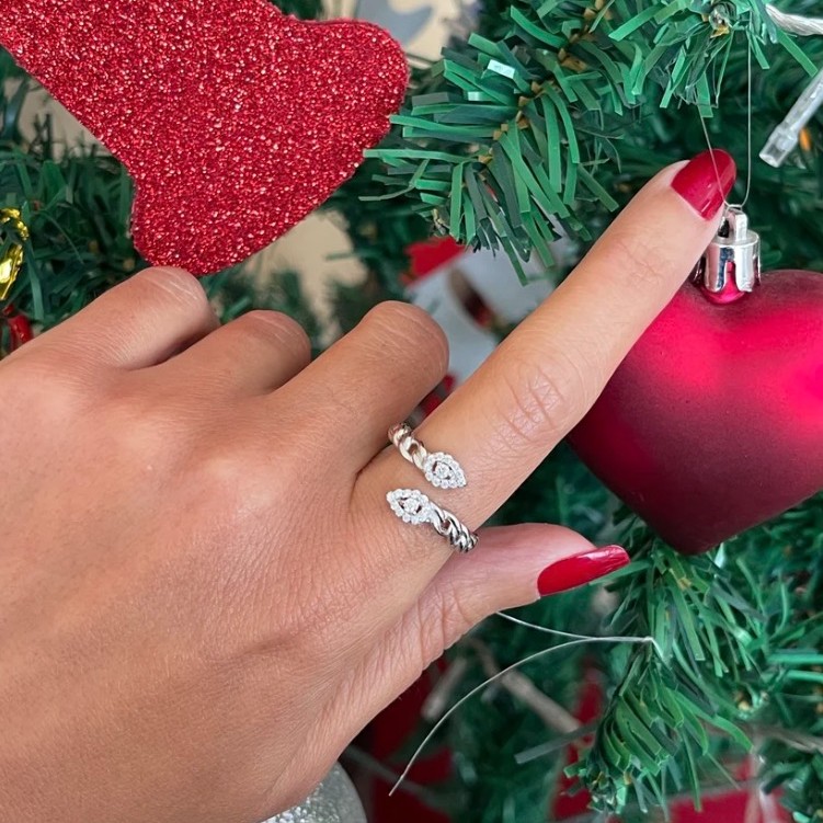 Two oval stones silver ring free size