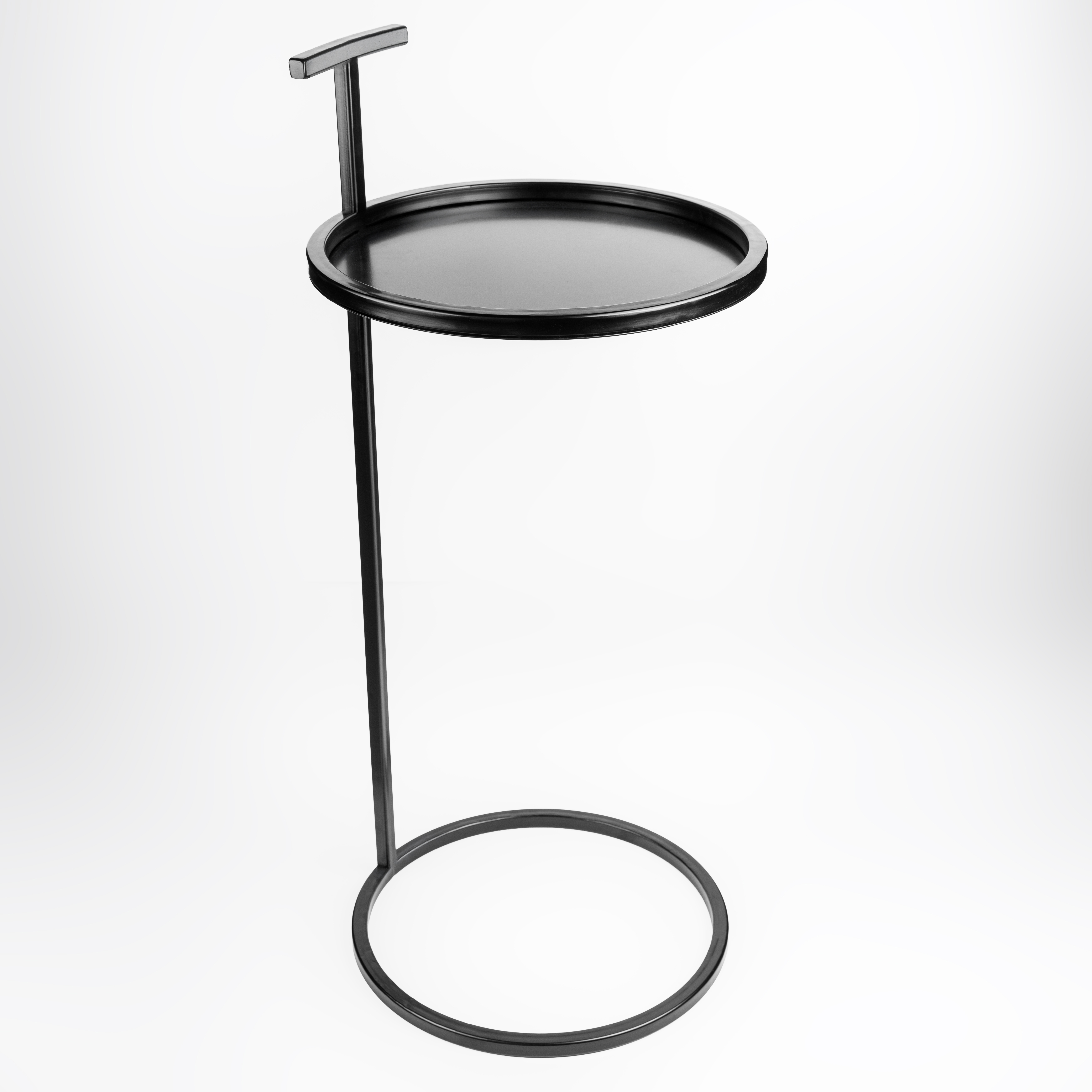 Modern C-Shaped Side Table - Electrostatic Matte Black