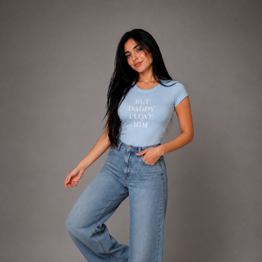 Baby Blue Fitted Print
