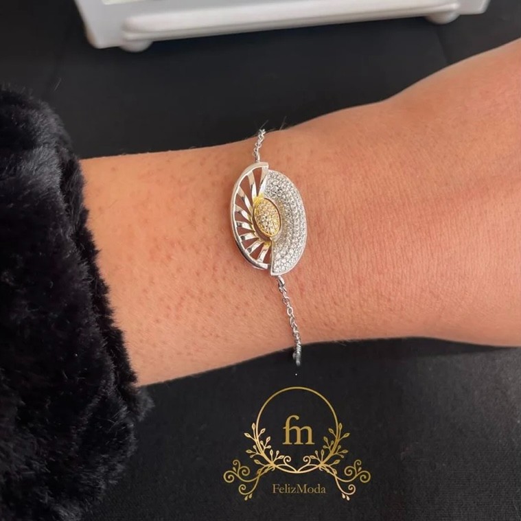 Golden eye silver bracelet gold plated