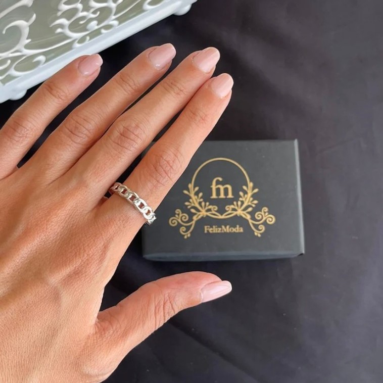 Braided silver ring free size
